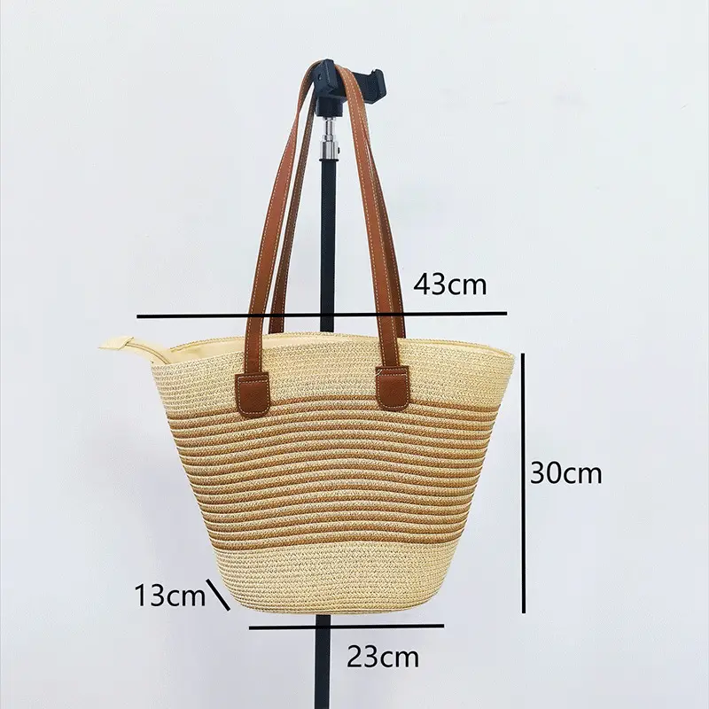 Rattan Straw Bucket Bag Large Capacity Shoulder Bag