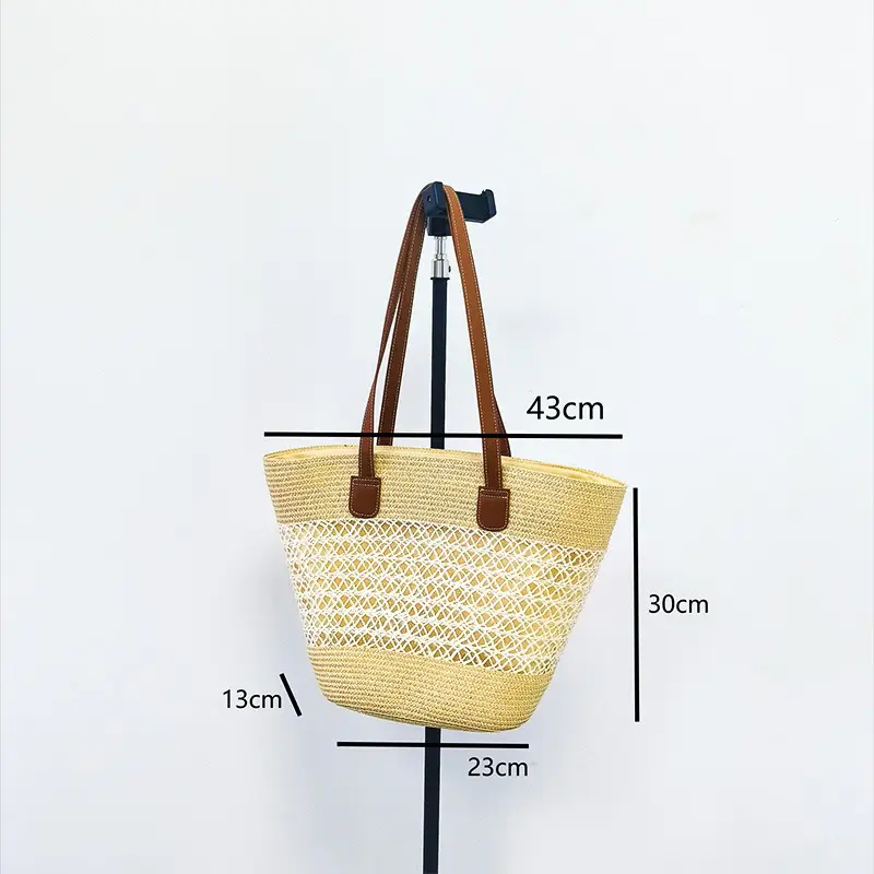 Woven Straw Armpit Bag Large Capacity Beach Use - Image 10