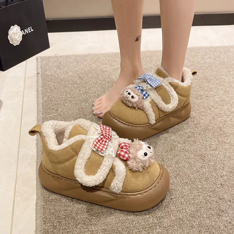 Cute Cartoon Shirley Rose Snow Boots for Women, 2026 Winter Fashion, Comfortable Outdoor Wear, Fleece-Lined, Thickened, with Velcro - Image 5