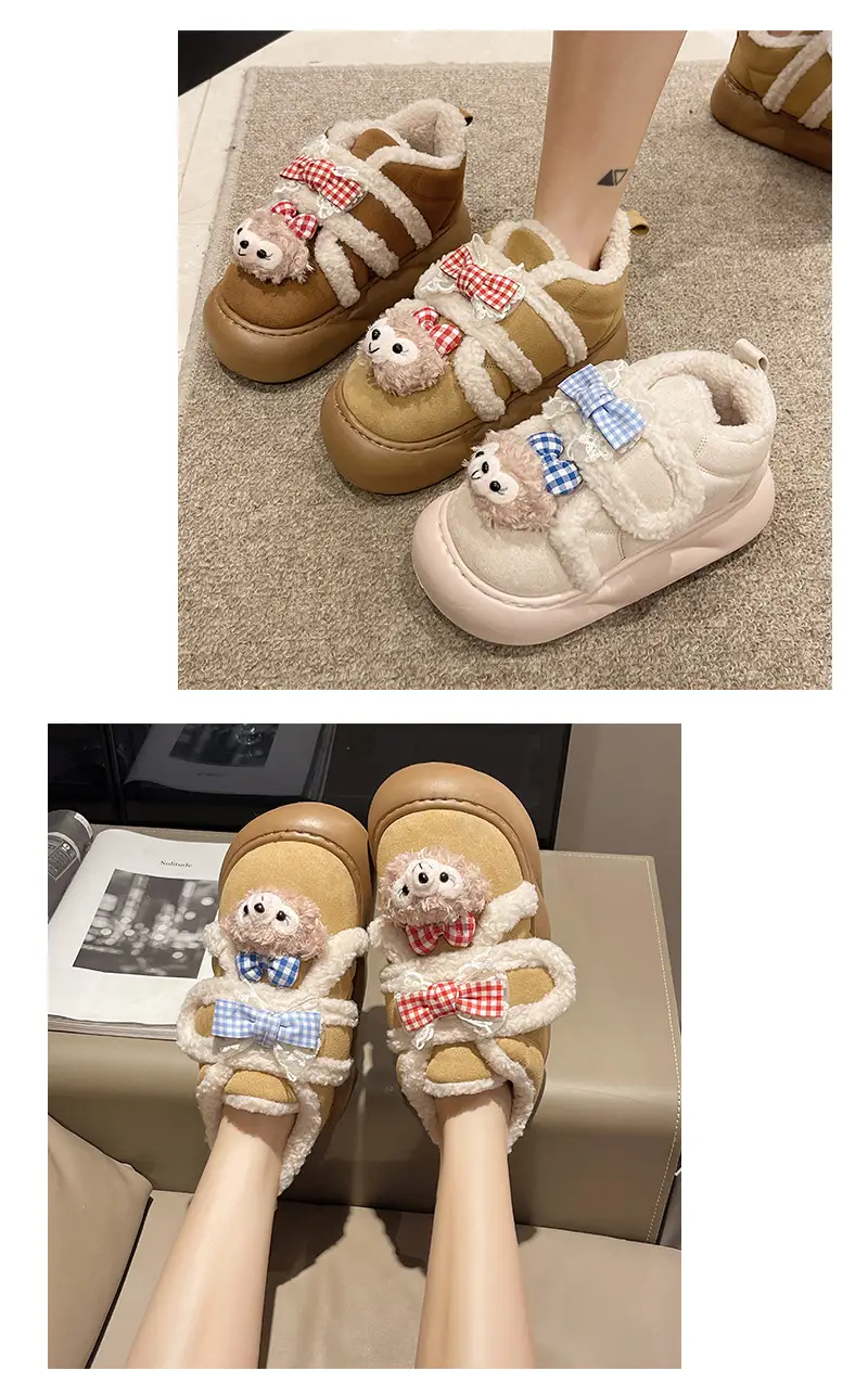 Cute Cartoon Shirley Rose Snow Boots for Women, 2026 Winter Fashion, Comfortable Outdoor Wear, Fleece-Lined, Thickened, with Velcro — feature 10