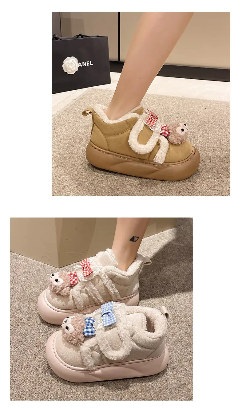 Cute Cartoon Shirley Rose Snow Boots for Women, 2026 Winter Fashion, Comfortable Outdoor Wear, Fleece-Lined, Thickened, with Velcro — feature 11