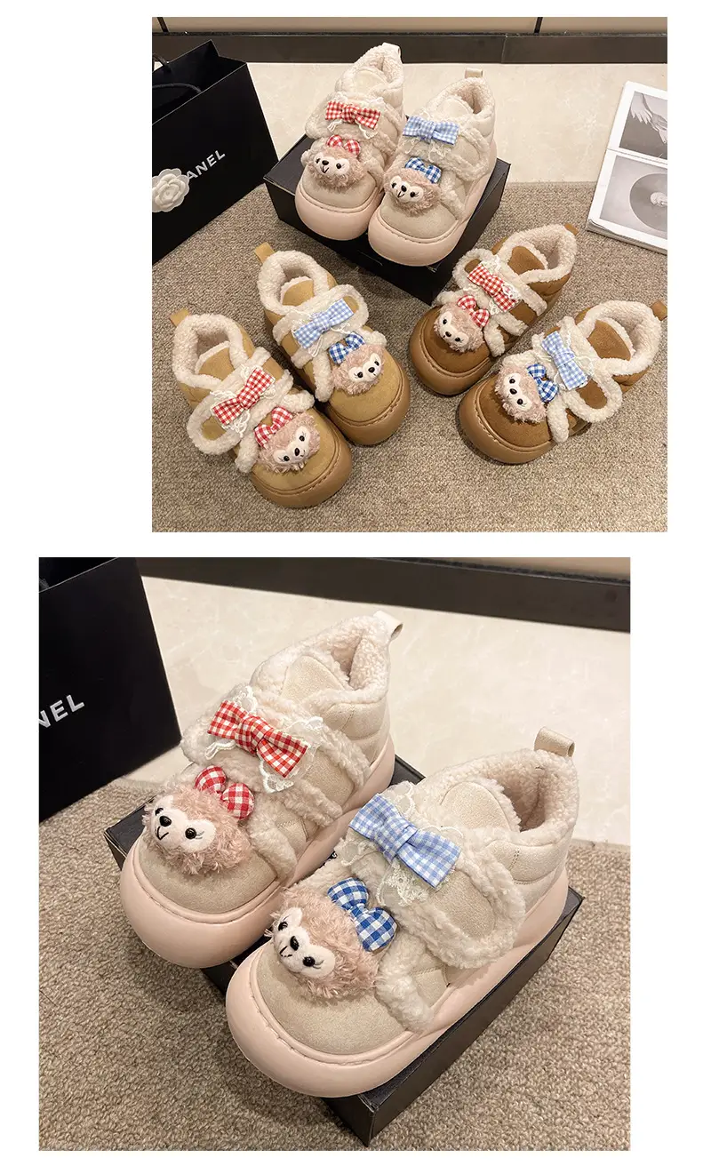 Cute Cartoon Shirley Rose Snow Boots for Women, 2026 Winter Fashion, Comfortable Outdoor Wear, Fleece-Lined, Thickened, with Velcro — feature 14