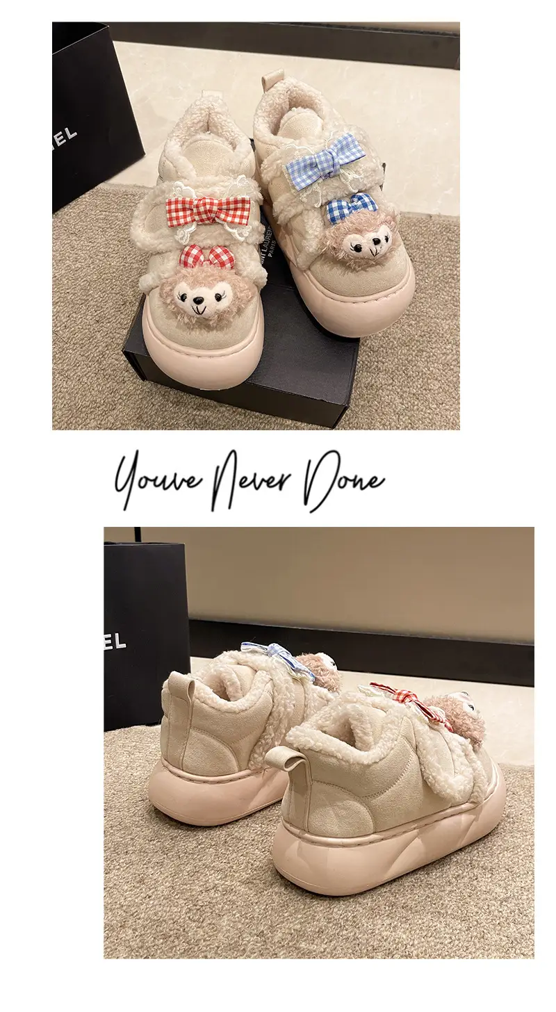 Cute Cartoon Shirley Rose Snow Boots for Women, 2026 Winter Fashion, Comfortable Outdoor Wear, Fleece-Lined, Thickened, with Velcro — feature 15