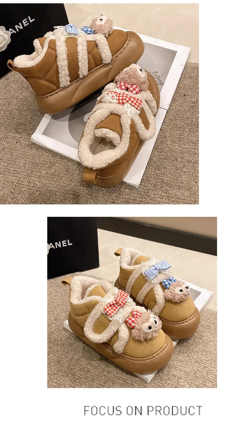 Cute Cartoon Shirley Rose Snow Boots for Women, 2026 Winter Fashion, Comfortable Outdoor Wear, Fleece-Lined, Thickened, with Velcro — feature 17
