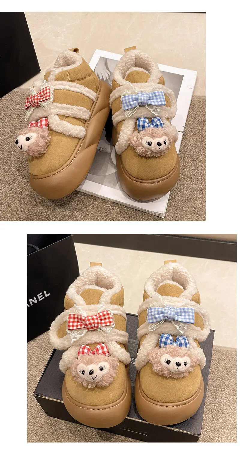 Cute Cartoon Shirley Rose Snow Boots for Women, 2026 Winter Fashion, Comfortable Outdoor Wear, Fleece-Lined, Thickened, with Velcro — feature 18
