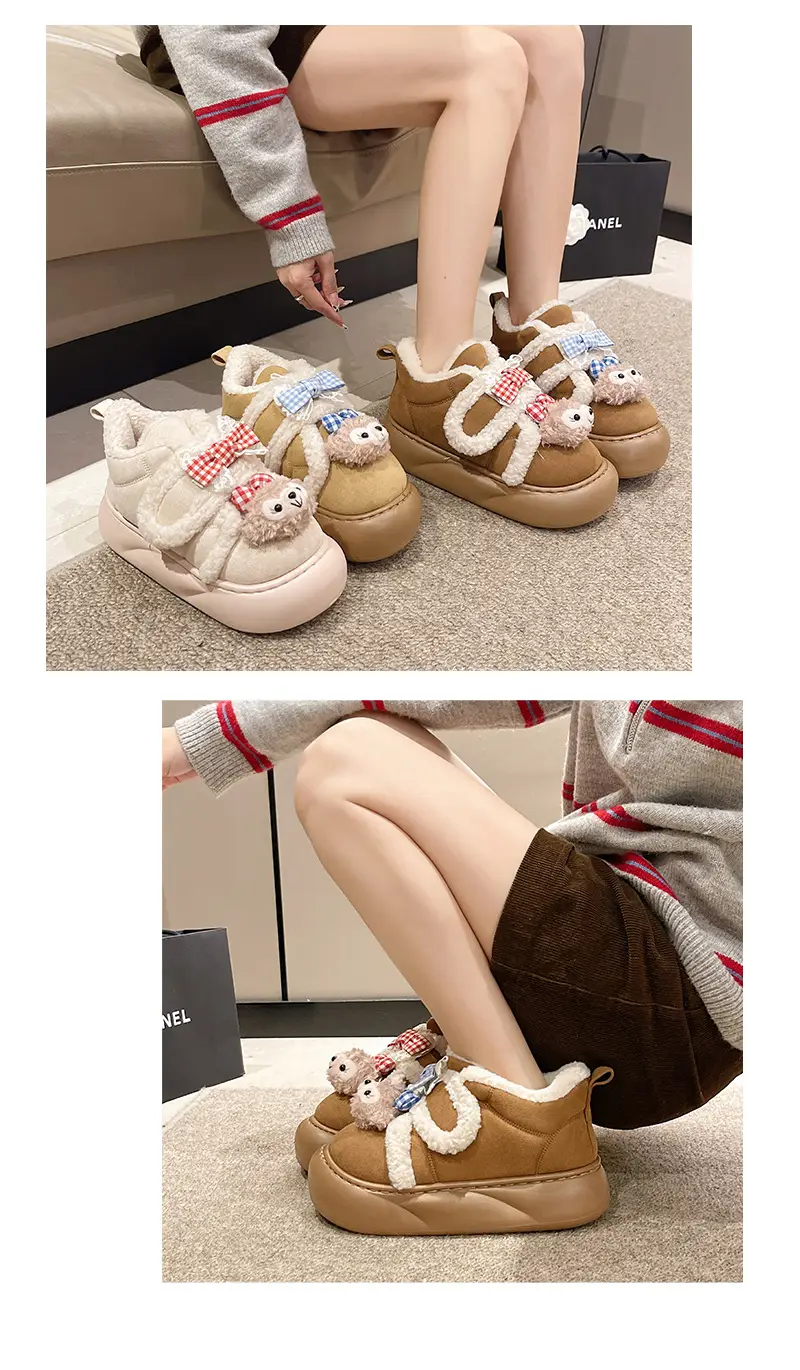 Cute Cartoon Shirley Rose Snow Boots for Women, 2026 Winter Fashion, Comfortable Outdoor Wear, Fleece-Lined, Thickened, with Velcro — feature 8