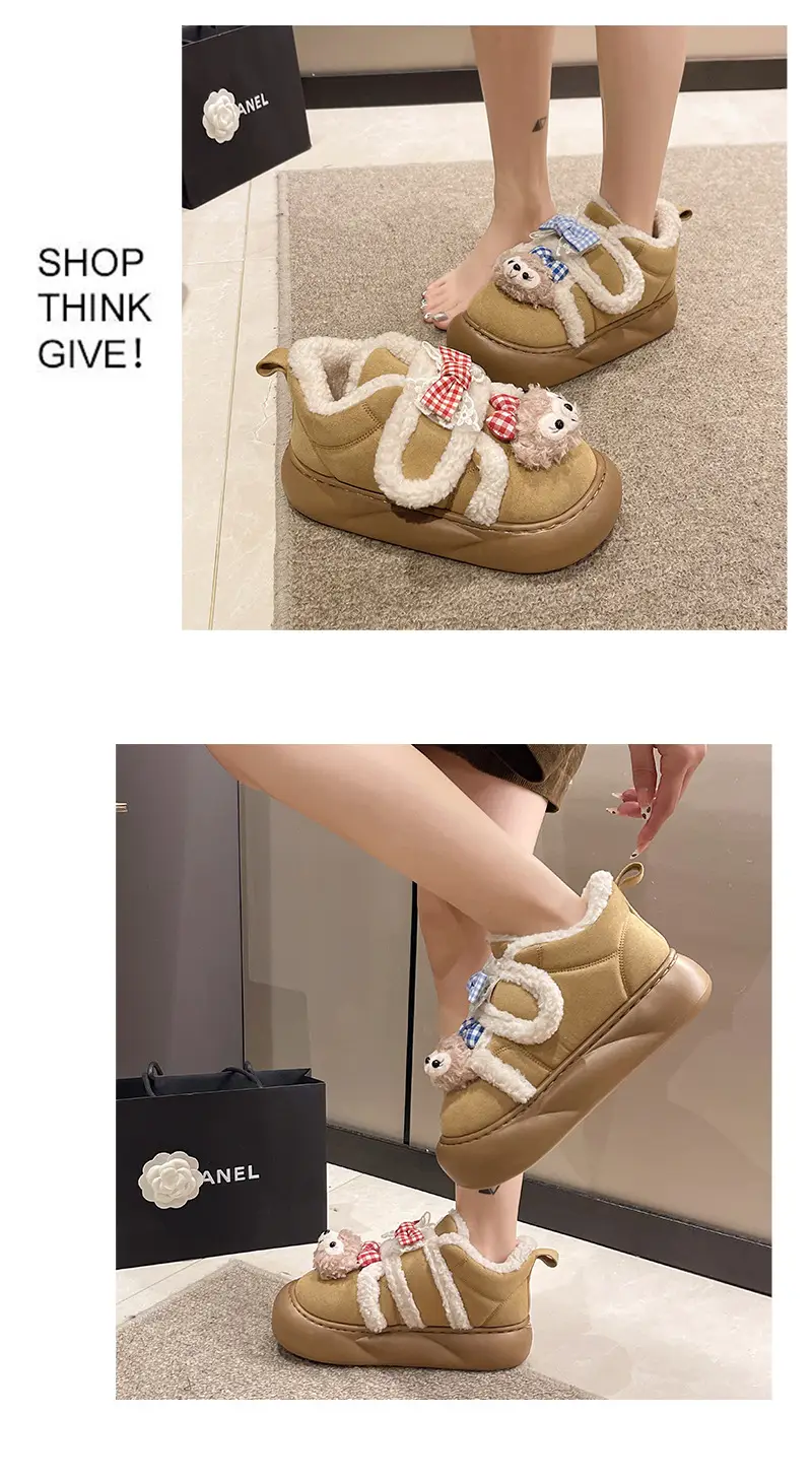 Cute Cartoon Shirley Rose Snow Boots for Women, 2026 Winter Fashion, Comfortable Outdoor Wear, Fleece-Lined, Thickened, with Velcro — feature 9
