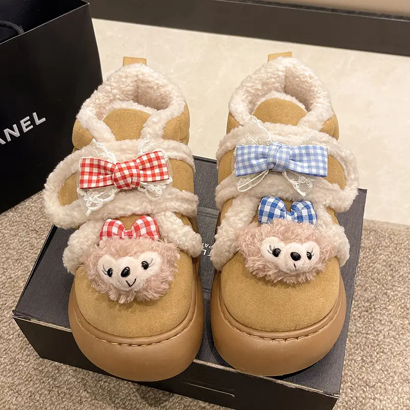 Cute Cartoon Shirley Rose Snow Boots for Women, 2026 Winter Fashion, Comfortable Outdoor Wear, Fleece-Lined, Thickened, with Velcro - Image 2