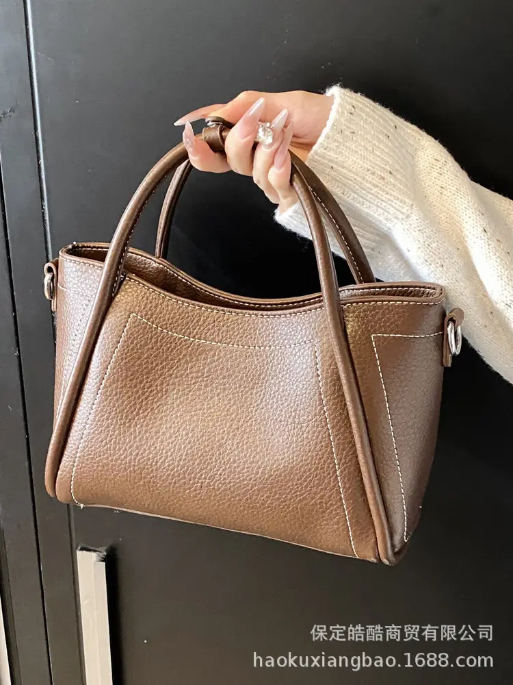 Women's Brown Leather Shoulder Bag 2024 Autumn Winter - Image 8