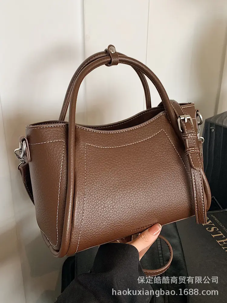 Women's Brown Leather Shoulder Bag 2024 Autumn Winter - Image 10