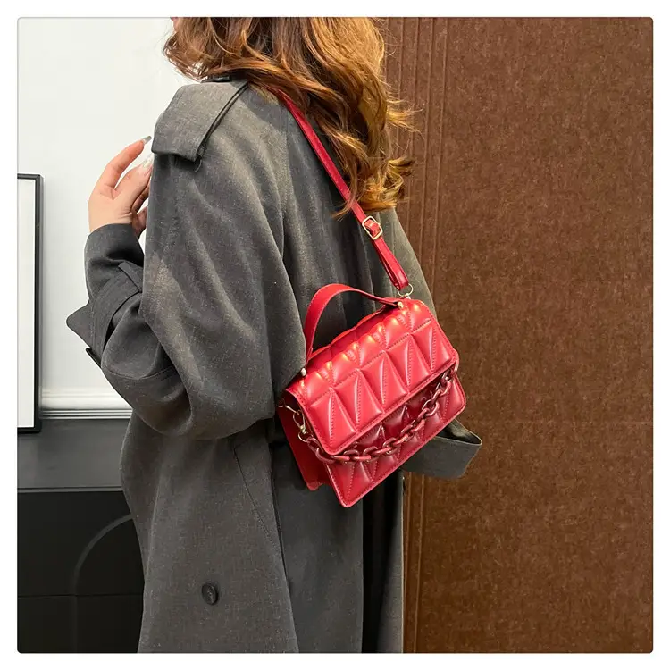 Red Quilted Chain Crossbody Bag for Women — feature 20