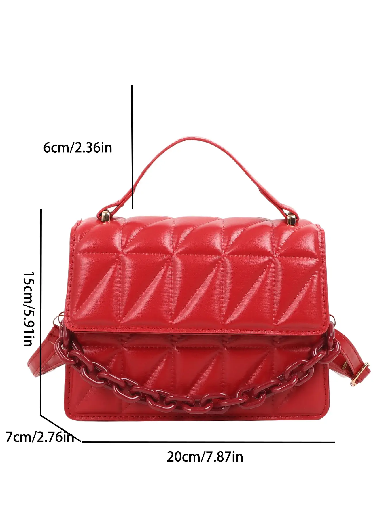 Brown Textured Square Shoulder Bag for Women - Image 10