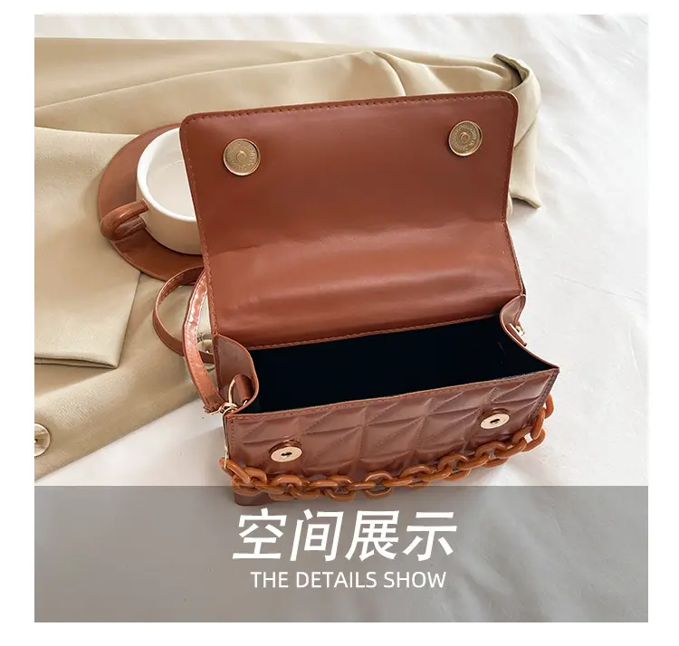 Brown Textured Square Shoulder Bag for Women — feature 11