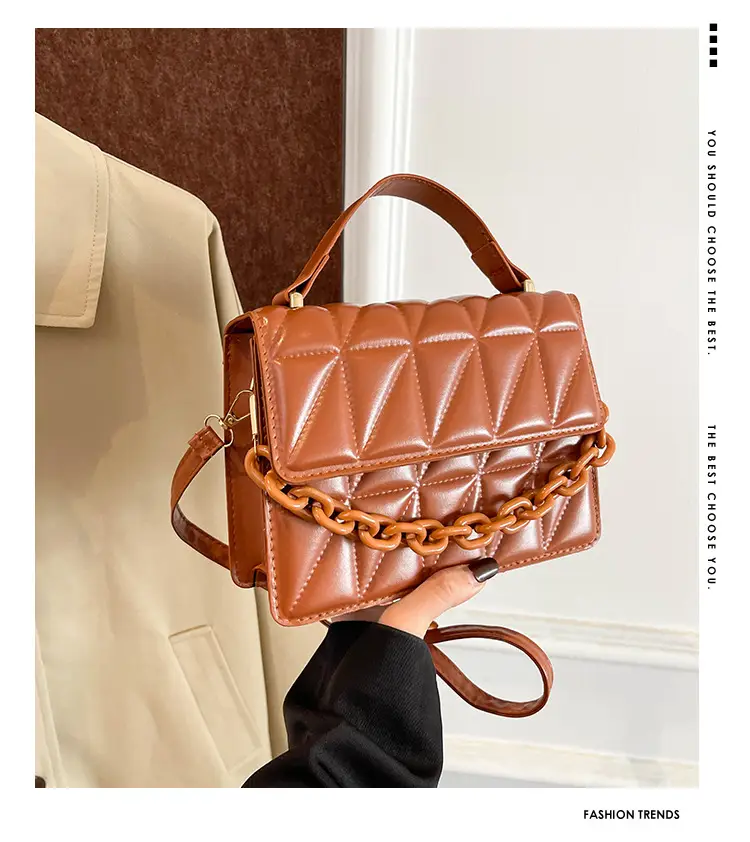 Brown Textured Square Shoulder Bag for Women — feature 2