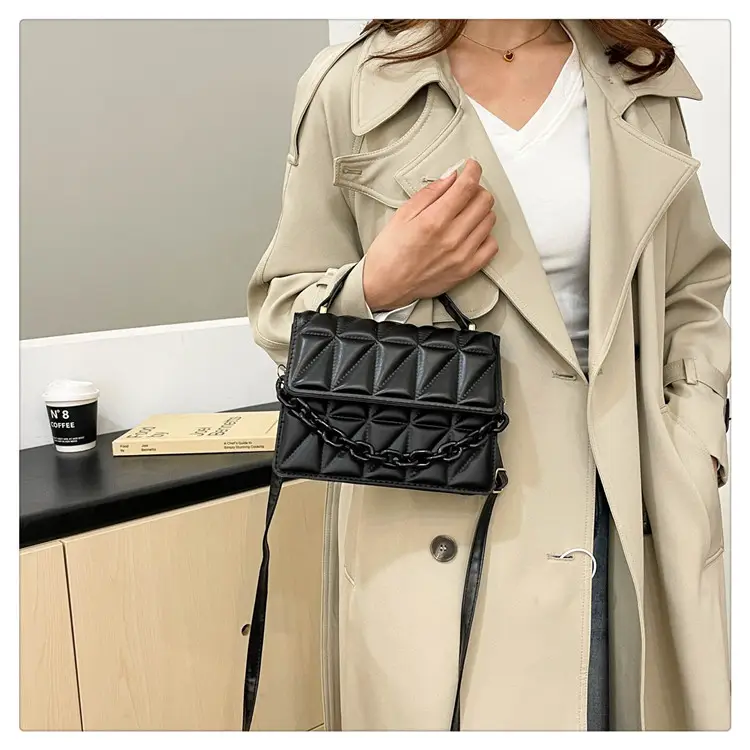 Brown Textured Square Shoulder Bag for Women — feature 20
