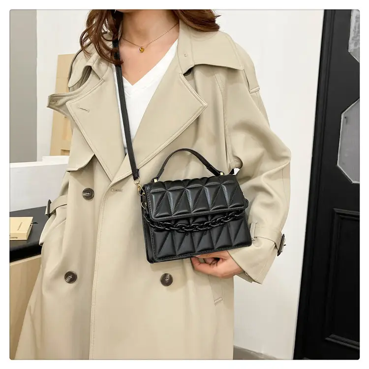 Brown Textured Square Shoulder Bag for Women — feature 21
