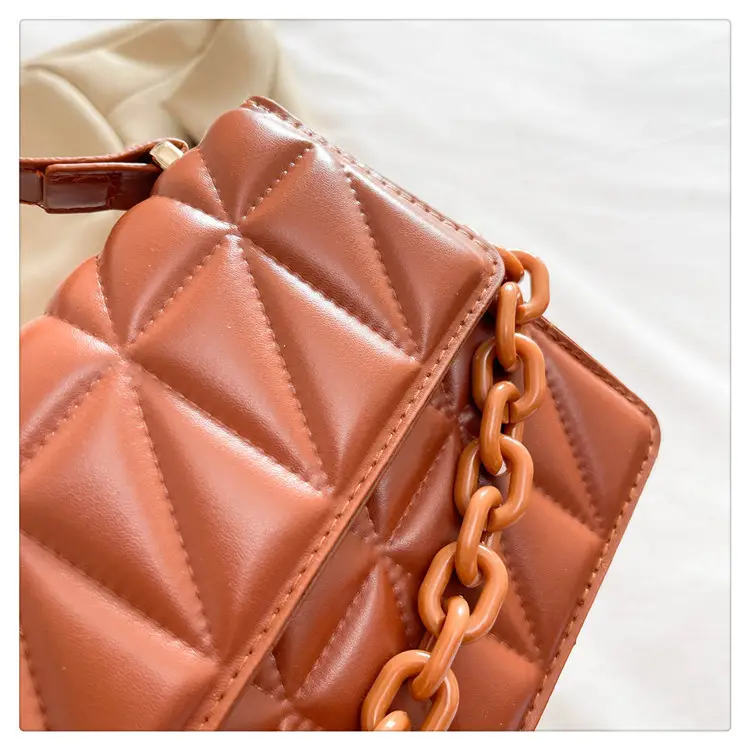 Brown Textured Square Shoulder Bag for Women — feature 26