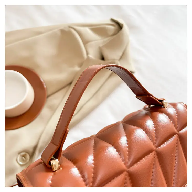 Brown Textured Square Shoulder Bag for Women — feature 27