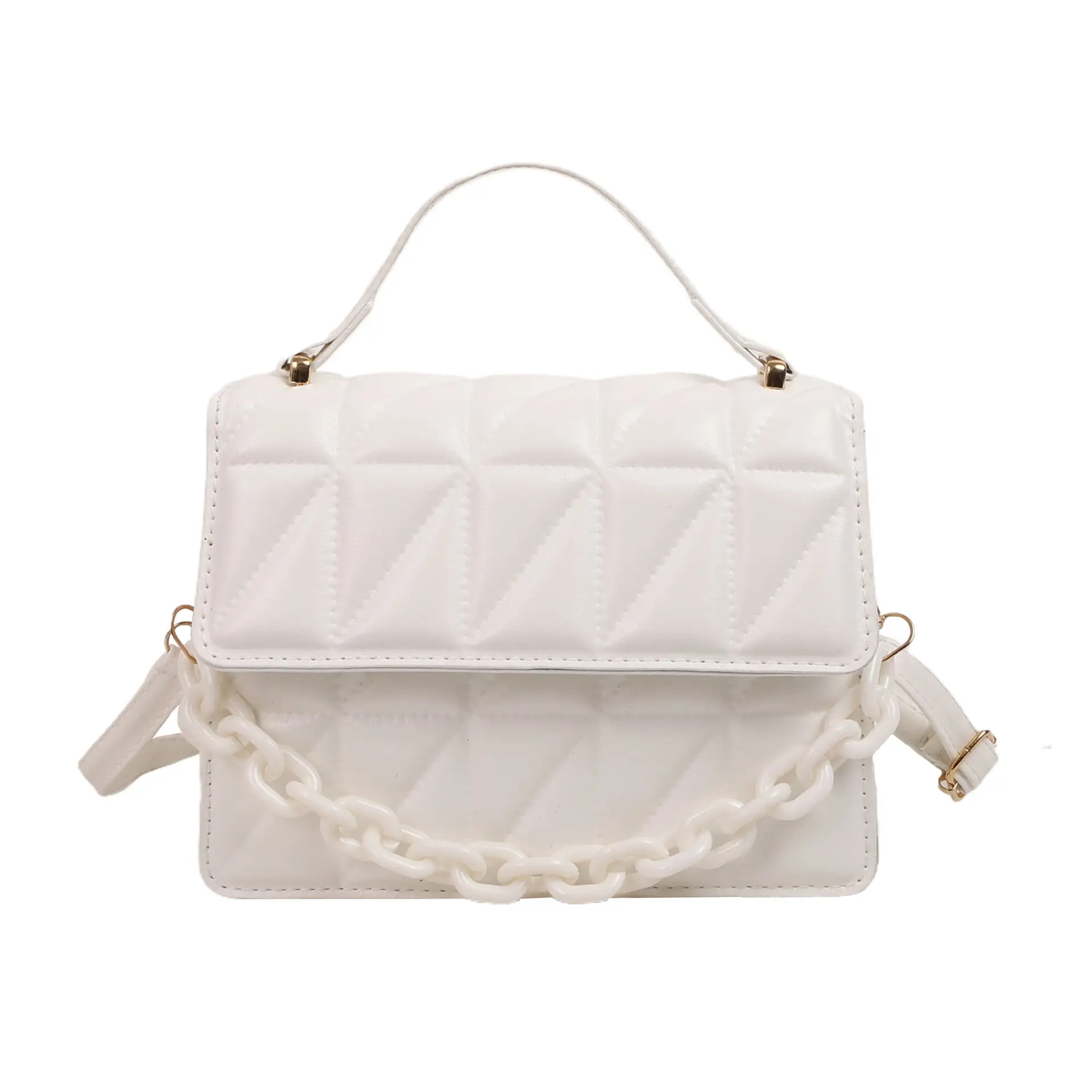 Brown Textured Square Shoulder Bag for Women - Image 2