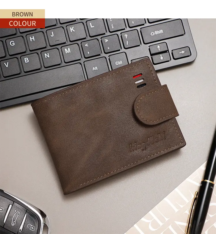 Men's Brown Leather Coin Purse Multi-Card Wallet — feature 12