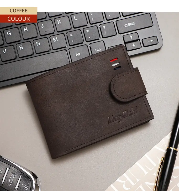Men's Brown Leather Coin Purse Multi-Card Wallet — feature 13