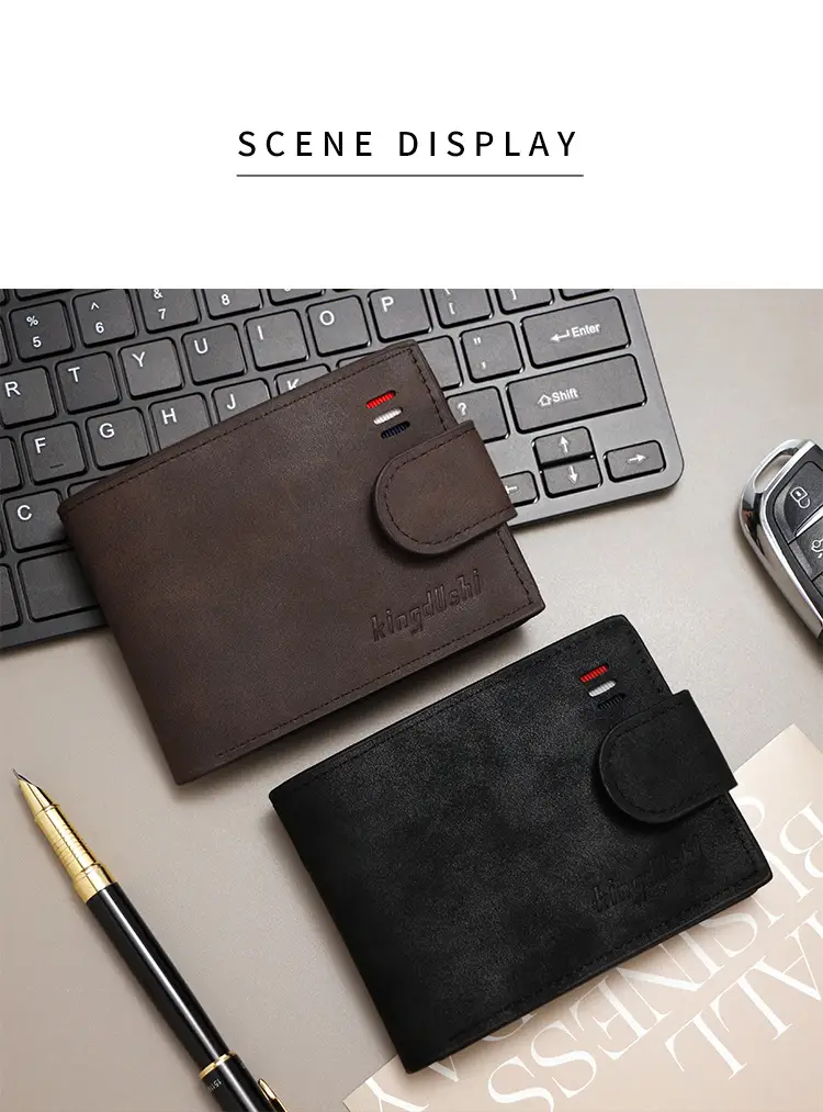 Men's Brown Leather Coin Purse Multi-Card Wallet — feature 16