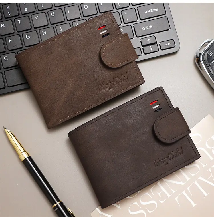 Men's Brown Leather Coin Purse Multi-Card Wallet — feature 17