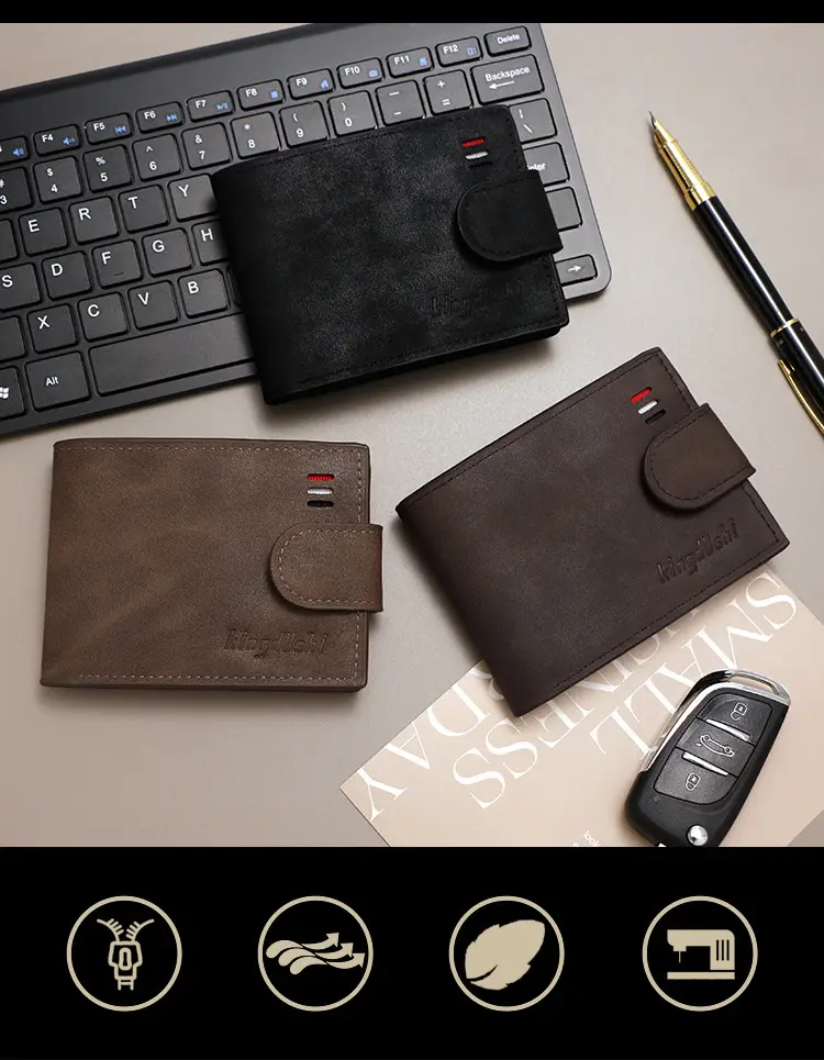 Men's Brown Leather Coin Purse Multi-Card Wallet — feature 2