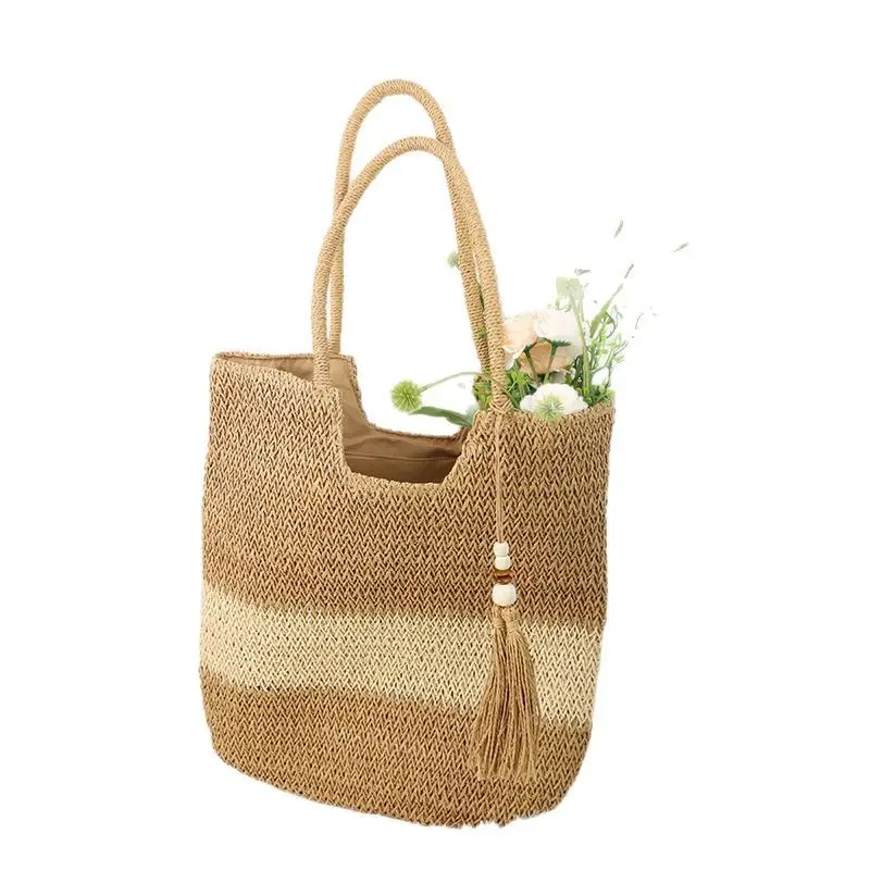 Straw Tassel Bag Large Capacity Beach Tote - Image 7
