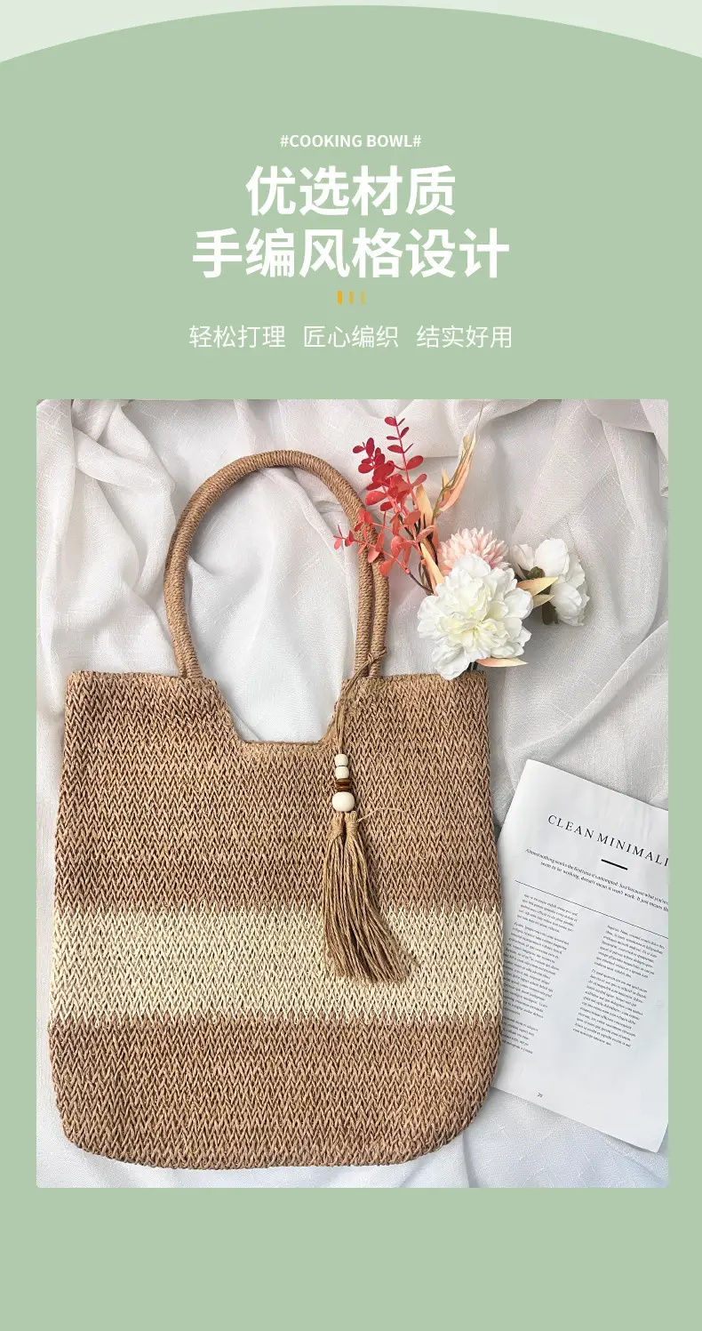 Straw Tassel Bag Large Capacity Beach Tote — feature 3