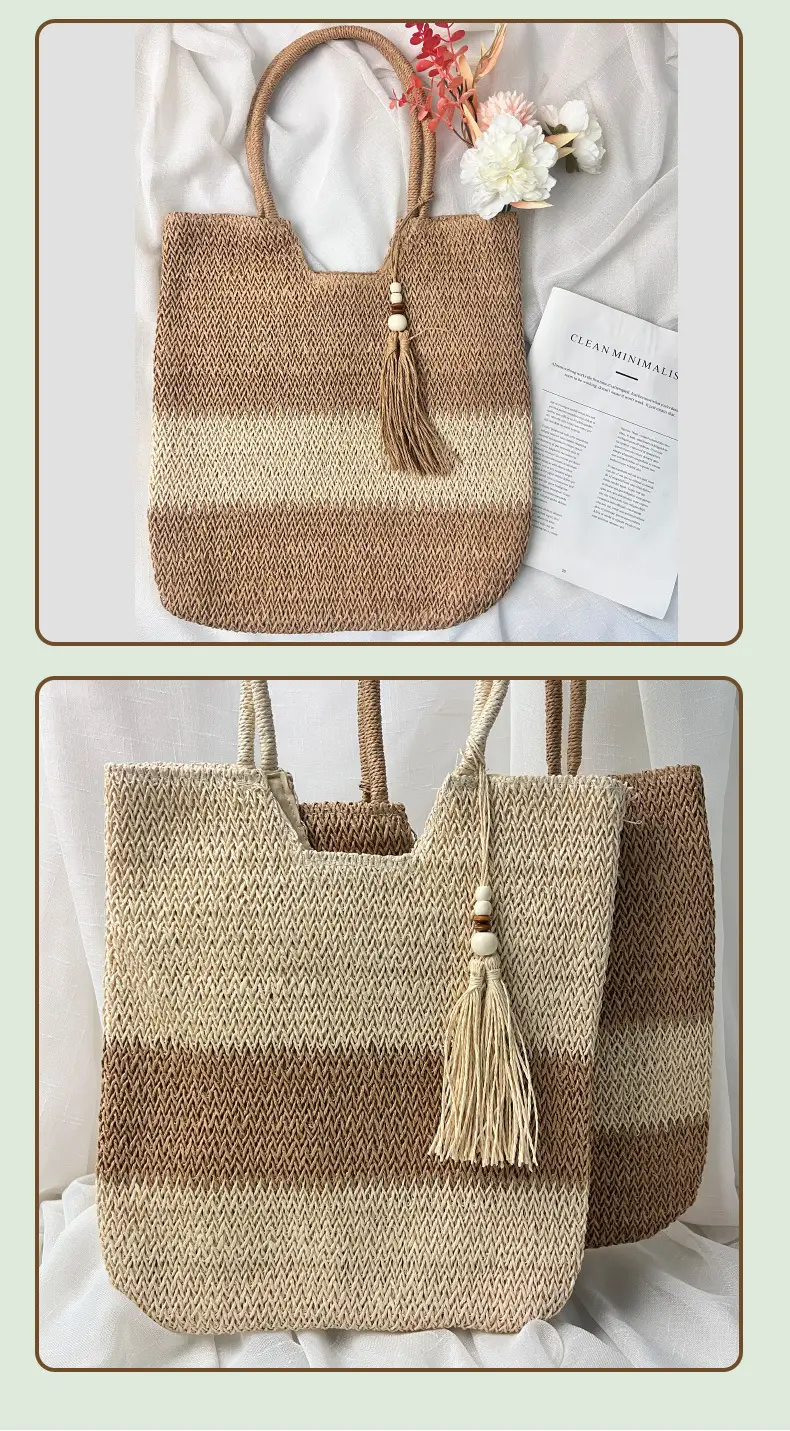 Straw Tassel Bag Large Capacity Beach Tote — feature 9