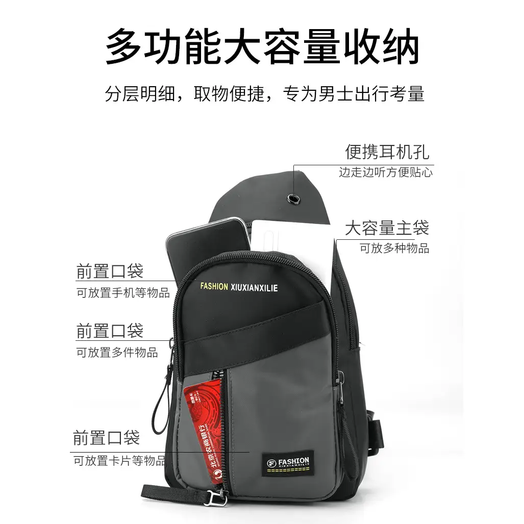 Men's Black Crossbody Backpack Business Sports Commuter - Image 5