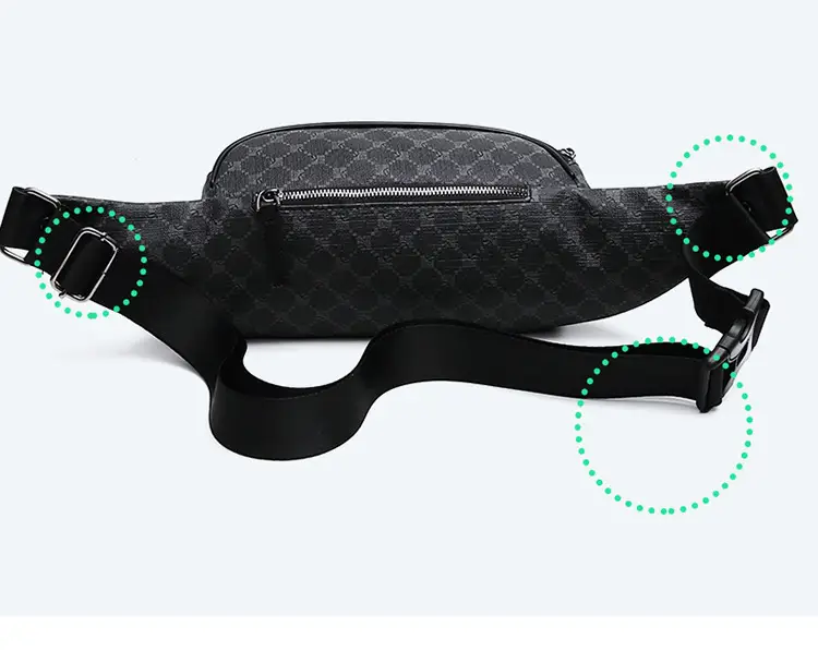 Korean Men's Plaid Crossbody Waist Bag Black — feature 10