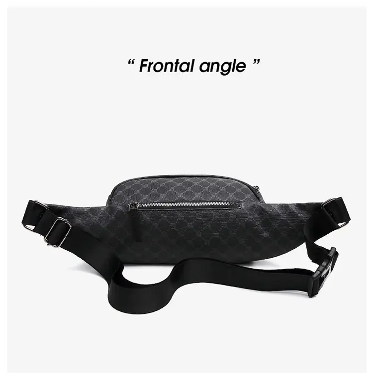 Korean Men's Plaid Crossbody Waist Bag Black — feature 20