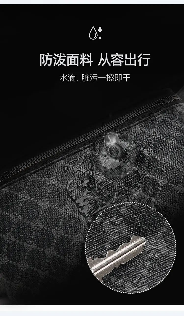Korean Men's Plaid Crossbody Waist Bag Black — feature 9