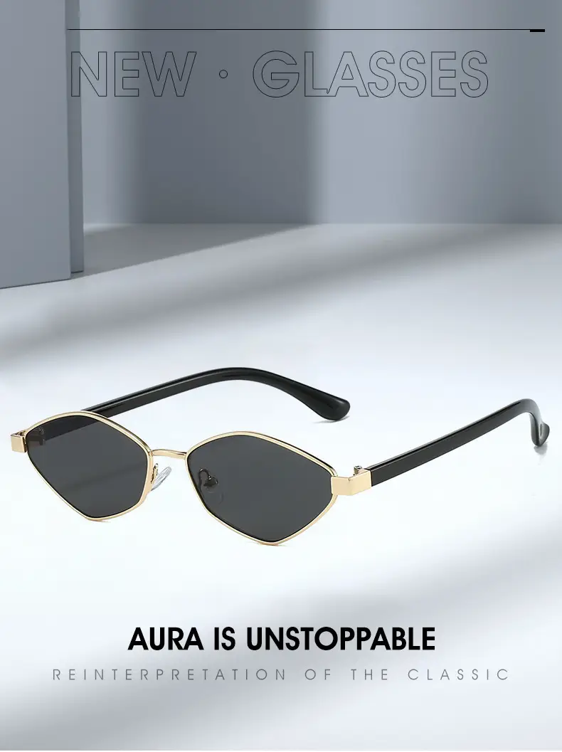Cross-border Retro Sunglasses Gold Diamond Frame — feature 4