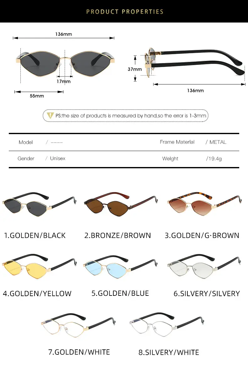 Cross-border Retro Sunglasses Gold Diamond Frame — feature 5