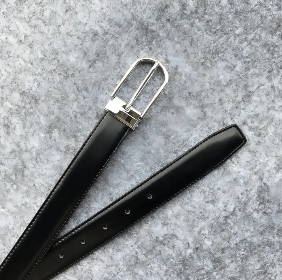 Men's Black Leather Belt with Silver Buckle 138cm - Image 3