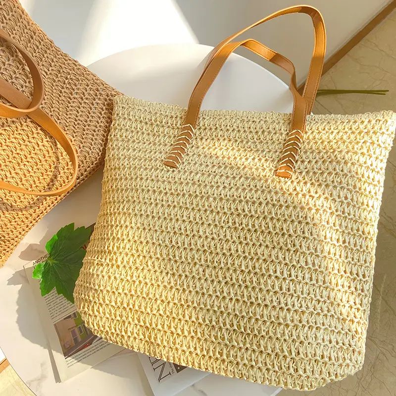 Summer Straw Woven Handbag Large Capacity Beach Bag - Image 6