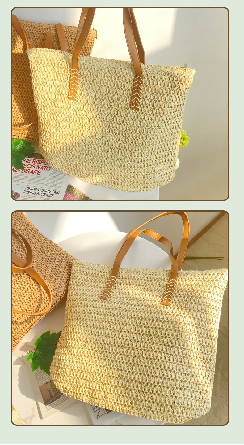 Summer Straw Woven Handbag Large Capacity Beach Bag — feature 9