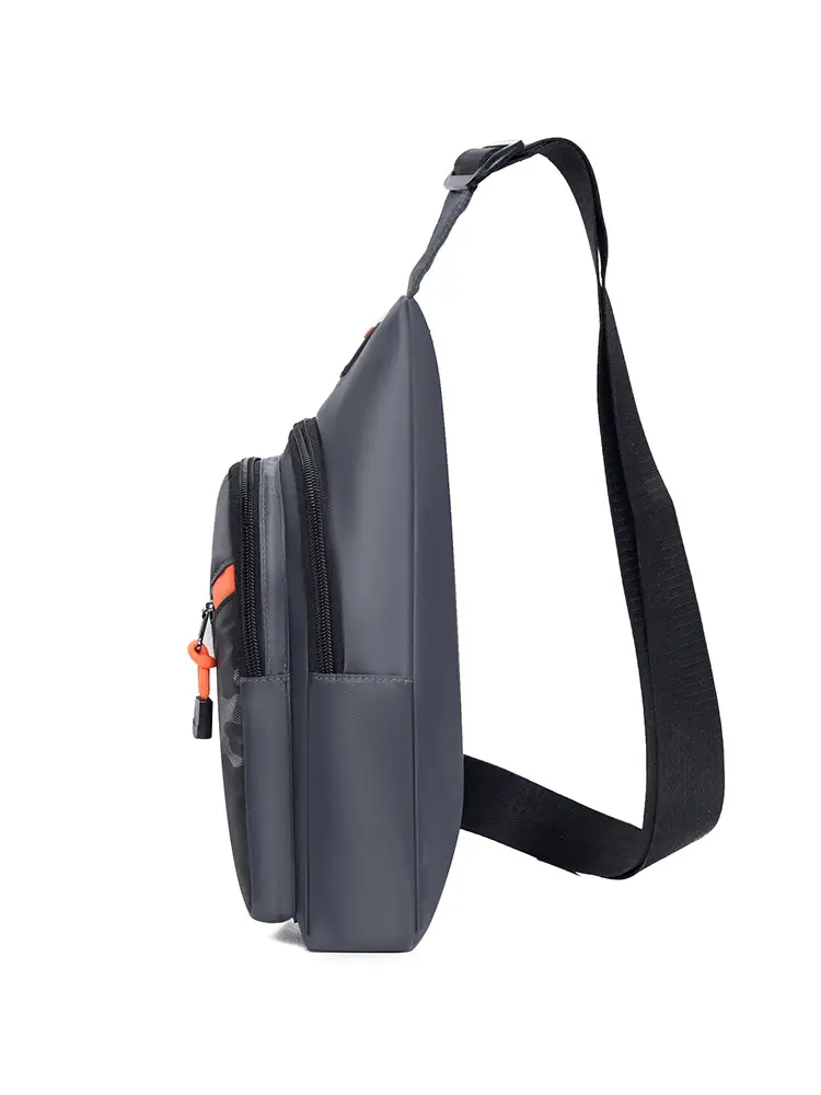 Men's Camo Chest Bag Orange Zippers — feature 10