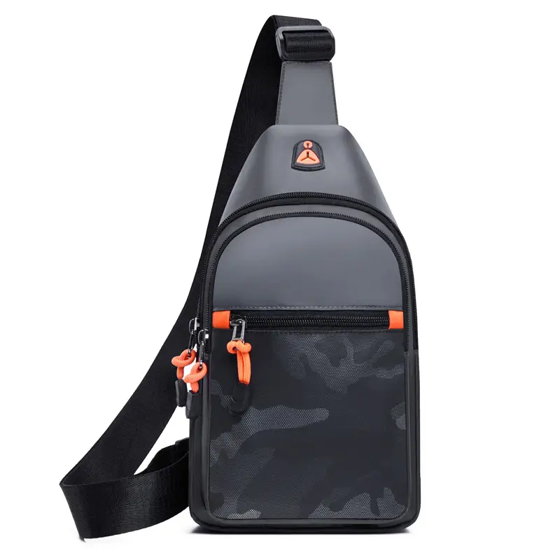 Men's Camo Chest Bag Orange Zippers — feature 18