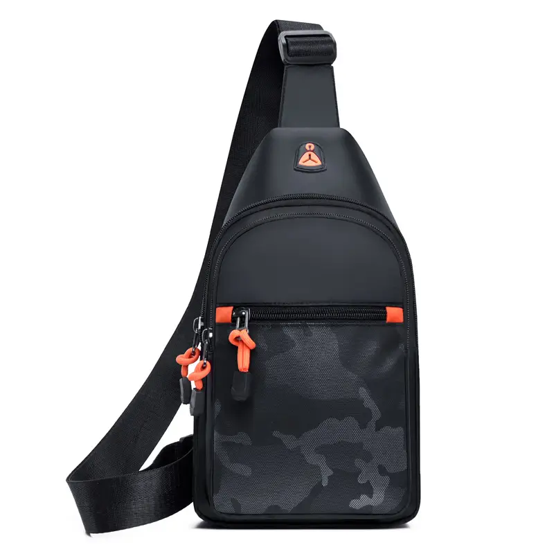 Men's Camo Chest Bag Orange Zippers — feature 19