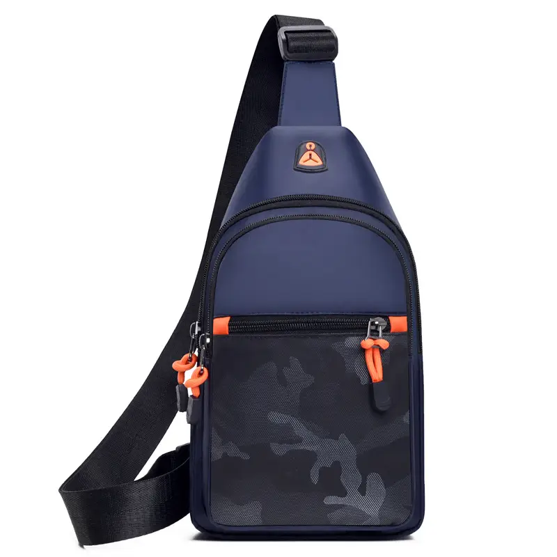 Men's Camo Chest Bag Orange Zippers — feature 20
