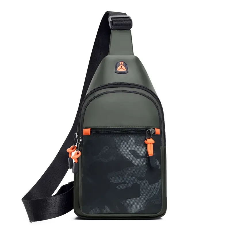Men's Camo Chest Bag Orange Zippers — feature 21