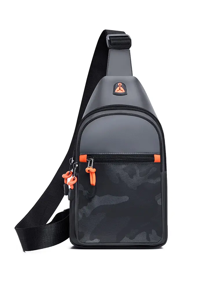 Men's Camo Chest Bag Orange Zippers — feature 6