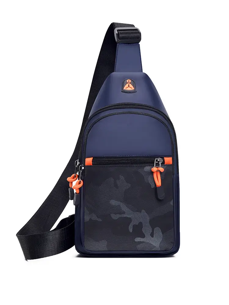Men's Camo Chest Bag Orange Zippers — feature 8
