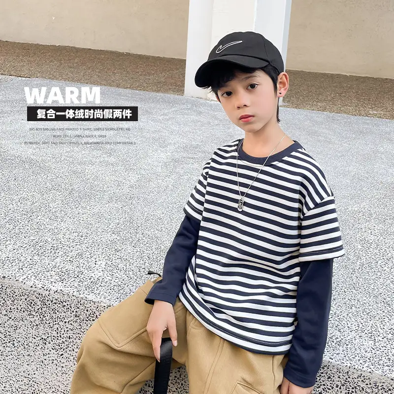 Boys Long Sleeve T-Shirt Black Winter Kids Top - Image 20