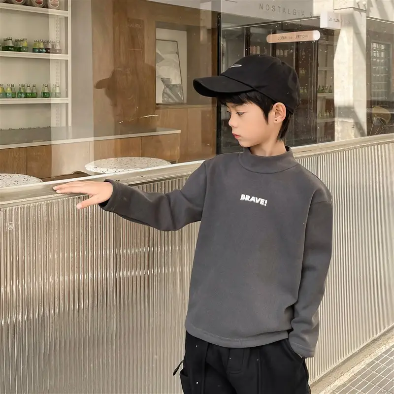 Boys Long Sleeve T-Shirt Black Winter Kids Top - Image 9