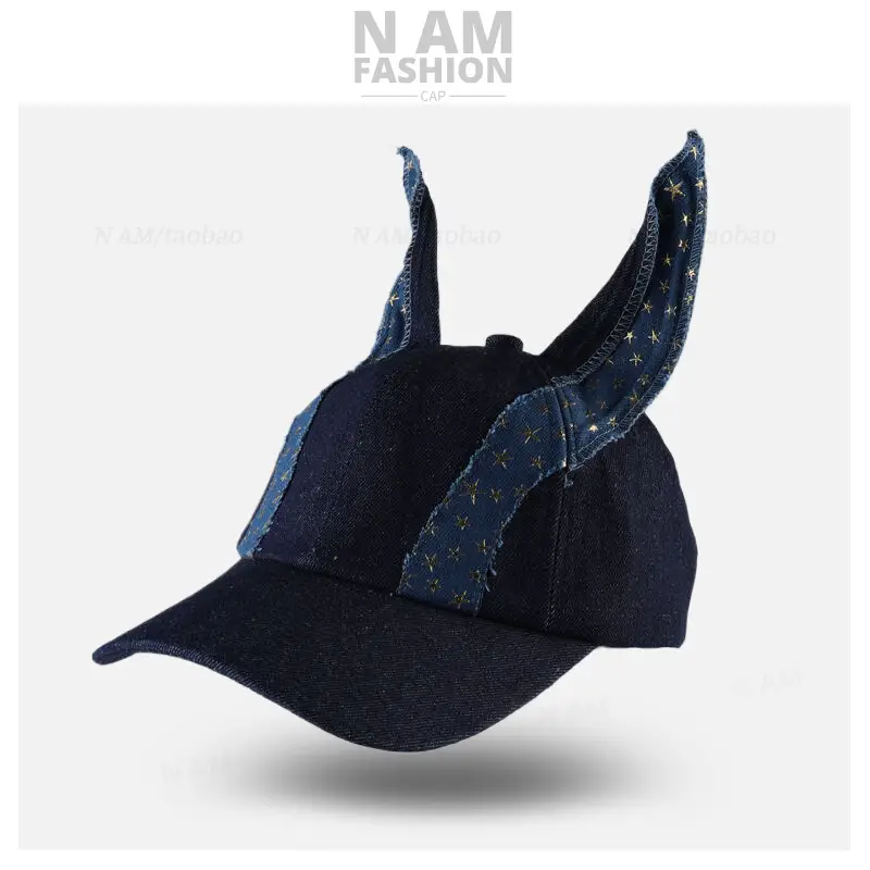 Washed Denim Ear Baseball Cap Niche Fashion Travel Cool Personalized - Image 2